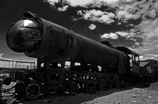 Abandoned steam locomotive at Uyuni, Bolivia train cemetery.